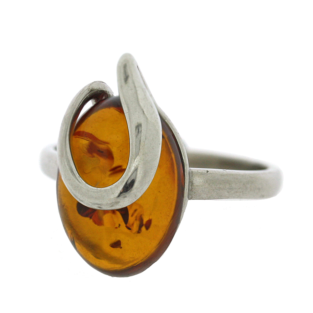 Classic Amber Zabelle Oval Sash Cognac Ring