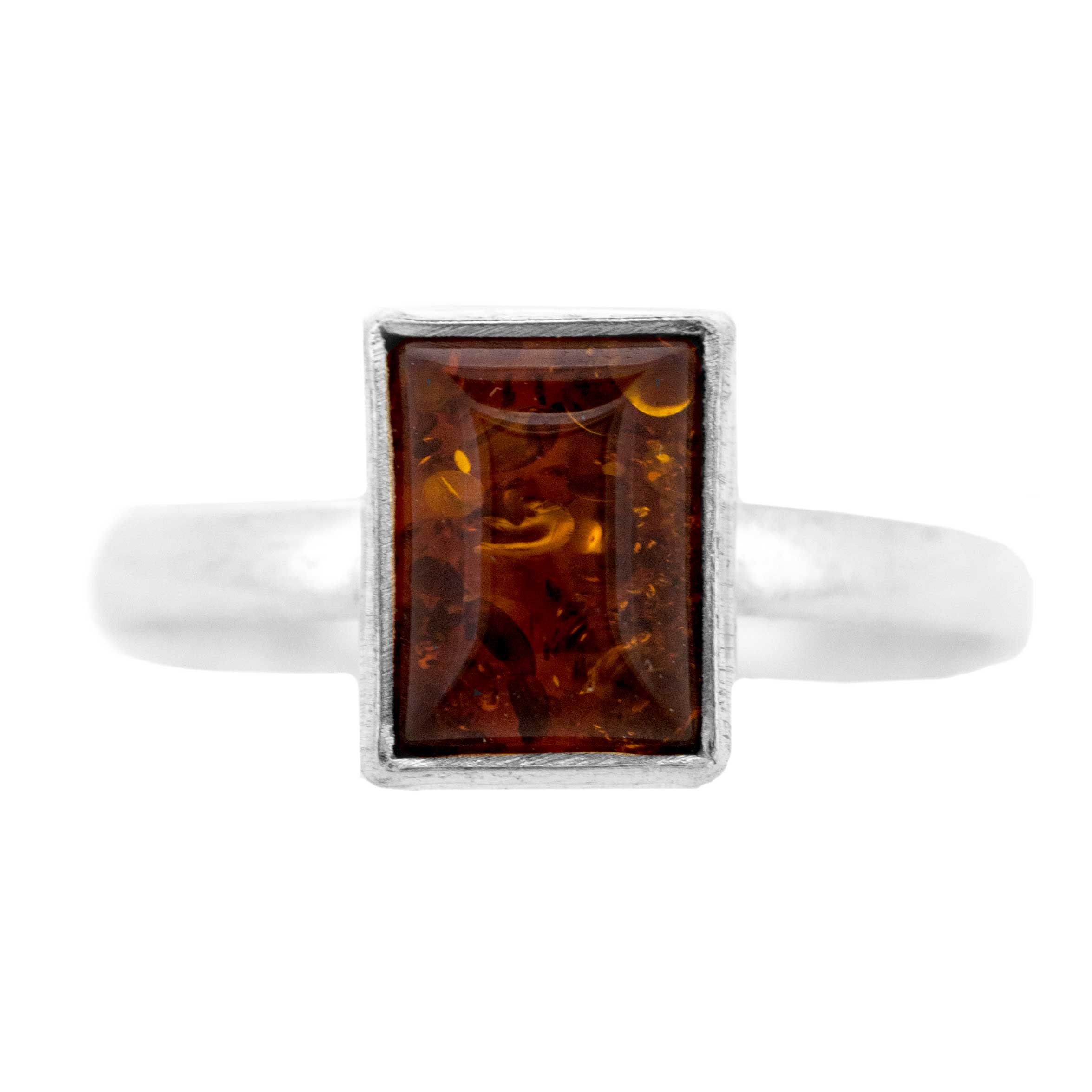 Classic Amber Rectangle Amber Ring