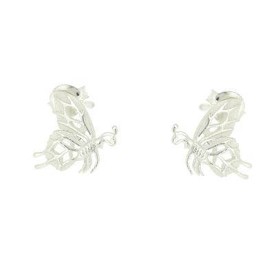 Silver Creation Monarch Butterfly Stud