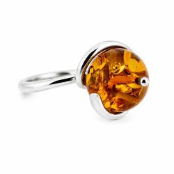 Amber Art Large Cognac Amber Globe Ring