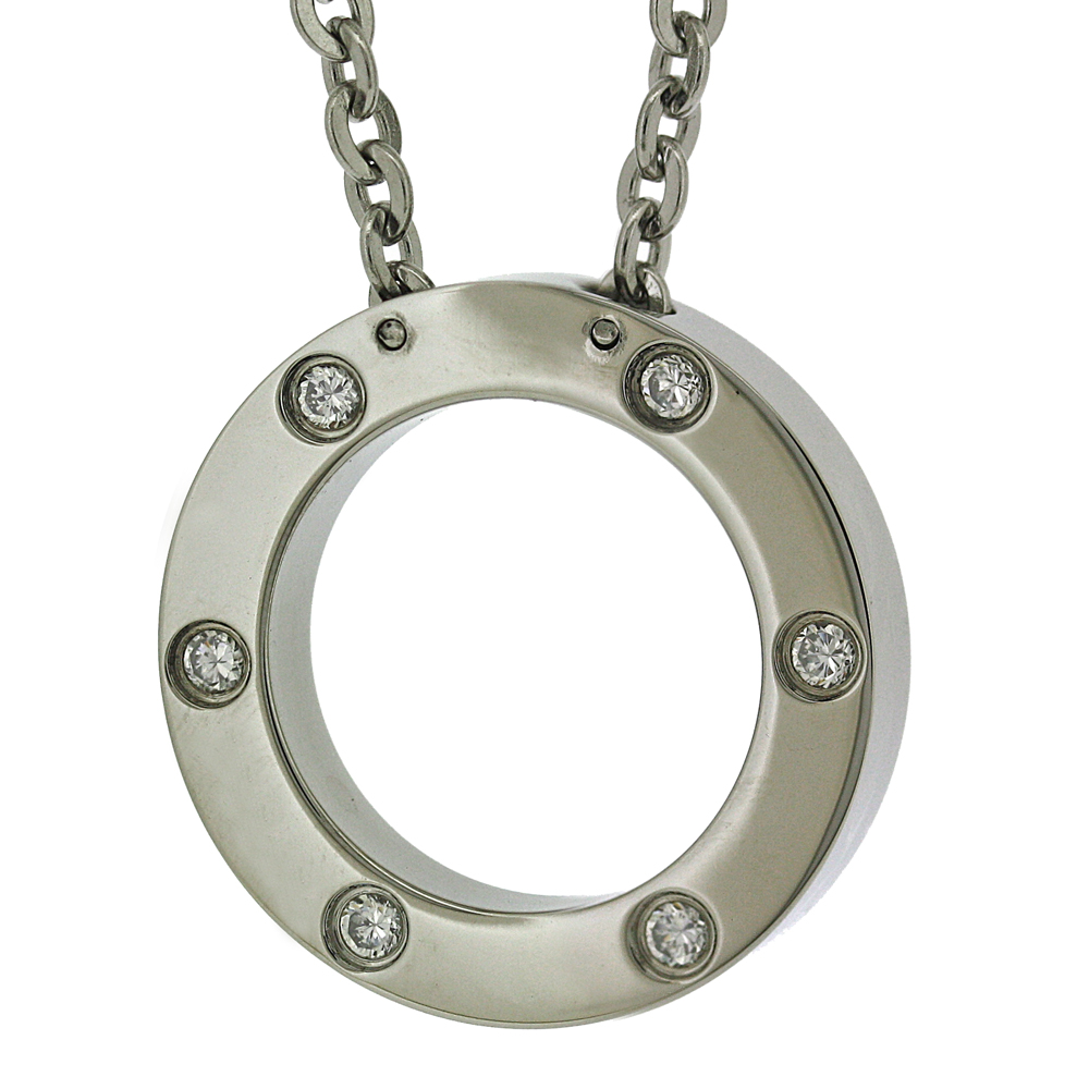 Nova Steel Round CZ Necklace