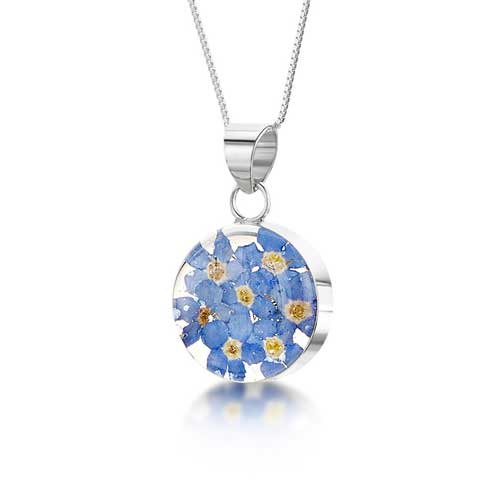 Shrieking Violet Forget me not Round Pendant