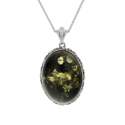 Classic Green Amber Victoriana Pendant