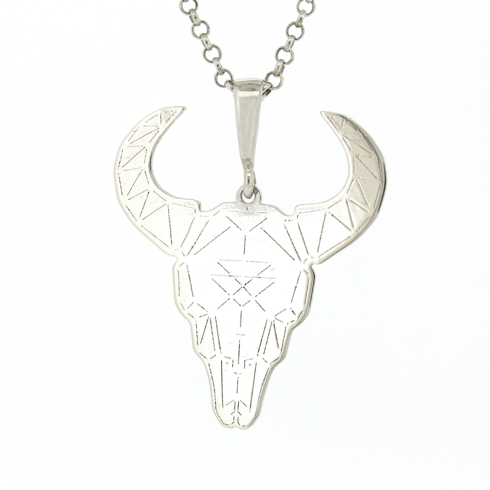 Simply Silver Cow Skull Pendant