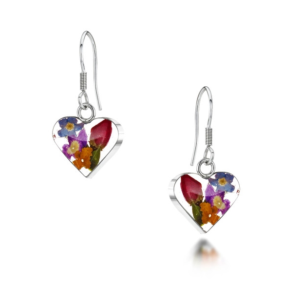 Shrieking Violet Mixed Flower Heart Earrings