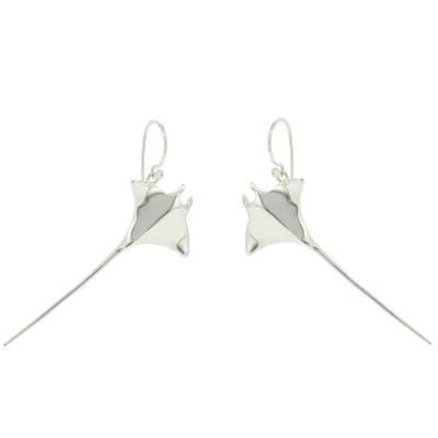 Silver Creation Manta Ray Drop Earrings 