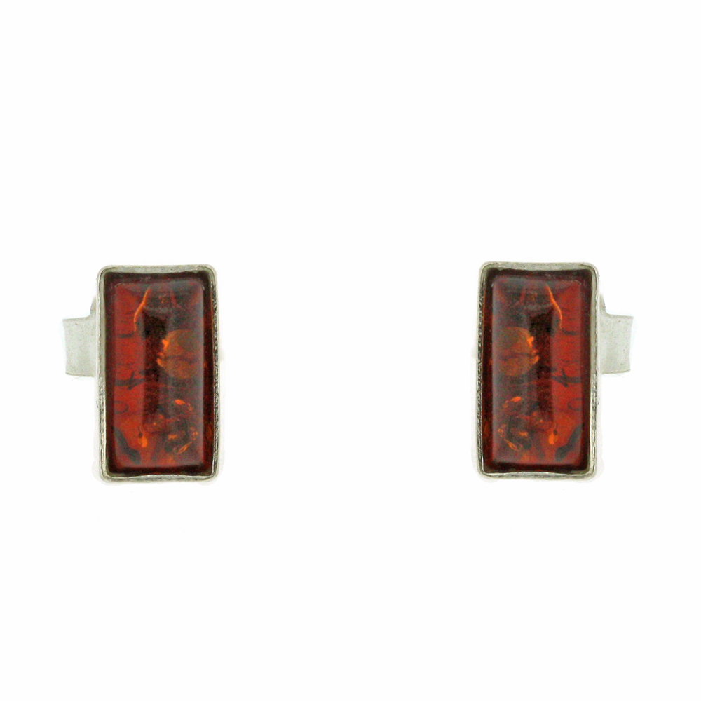 Classic Amber Thin Rectangle Studs