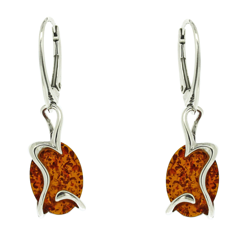 Classic Amber "Wiggly Waves" Earrings