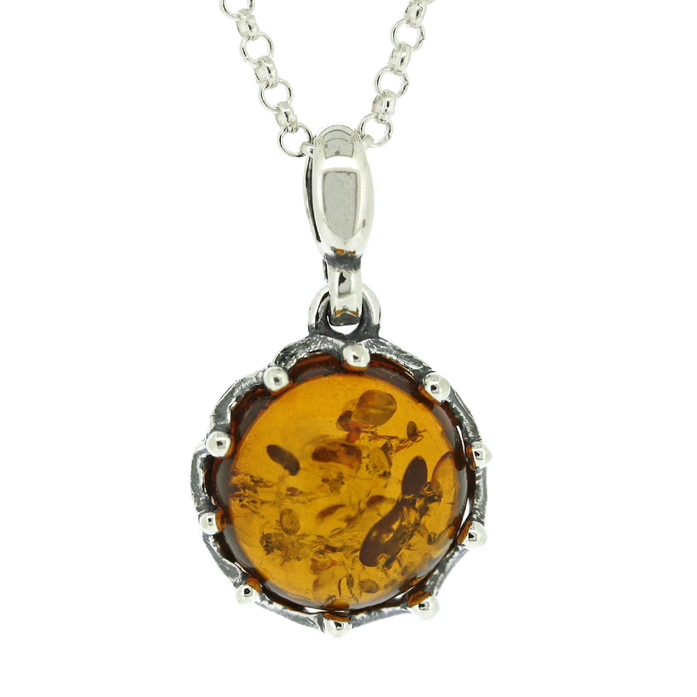 Classic Amber "Crown" Cognac Amber Pendant 