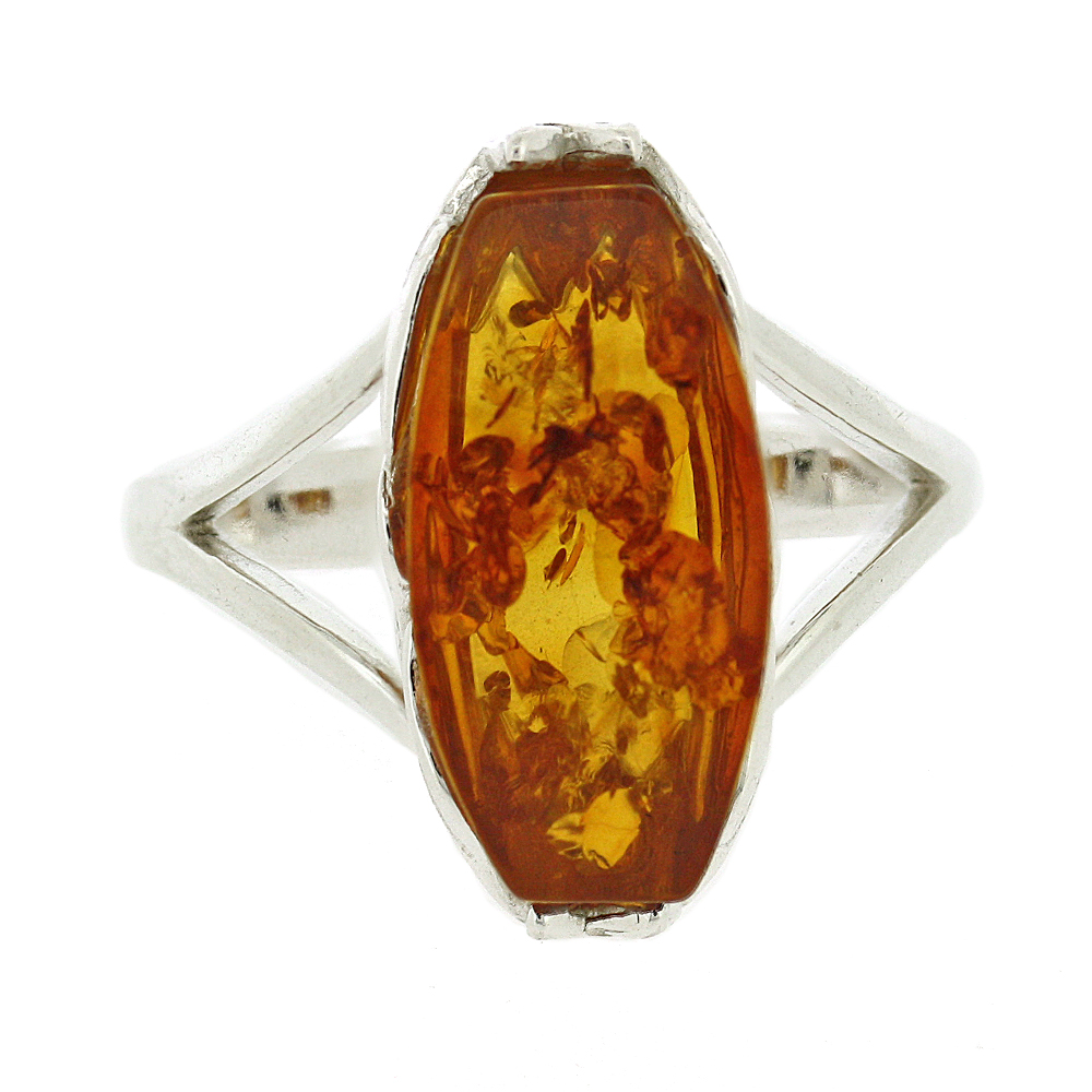 Classic Amber Laurel Leaf Ring