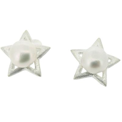 Kitten Star Pearl Stud Earrings